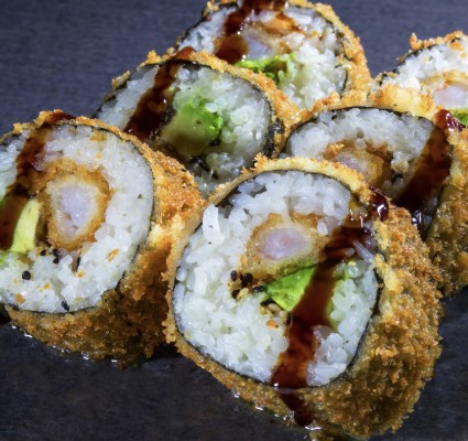 Futomaki Ebi (gekochte Garnele, Gurke, Avocado)